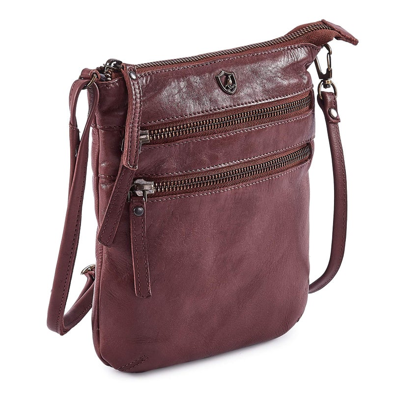Cochoa Crossbody Sling Bag for Women Small Real Leather Purse Vintage Travel Crossover Shoulder Bag Handmade (Oxblood Washed Vintage) - Image 1